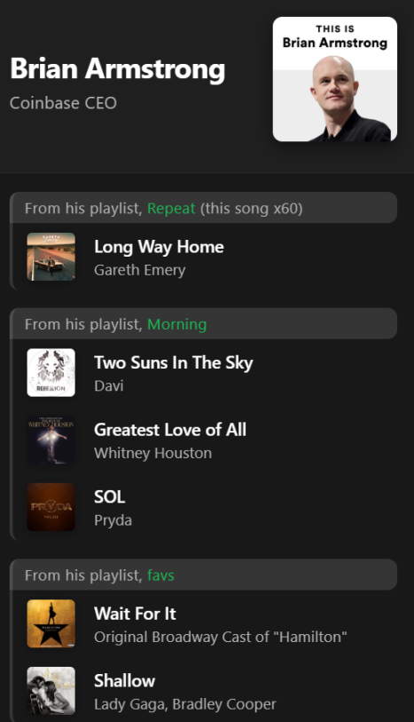 加密大佬歌单遭曝光：SBF 爱心碎曲，Brian 为它单曲循环 60 次